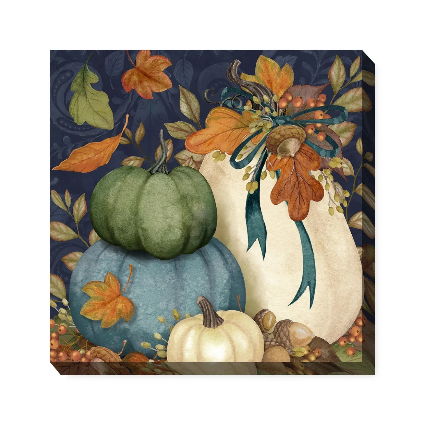 Outdoor Wall Art | Wall Art>Plow & Hearth Harvest Pumpkins Indoor/Outdoor Canvas Wall Art