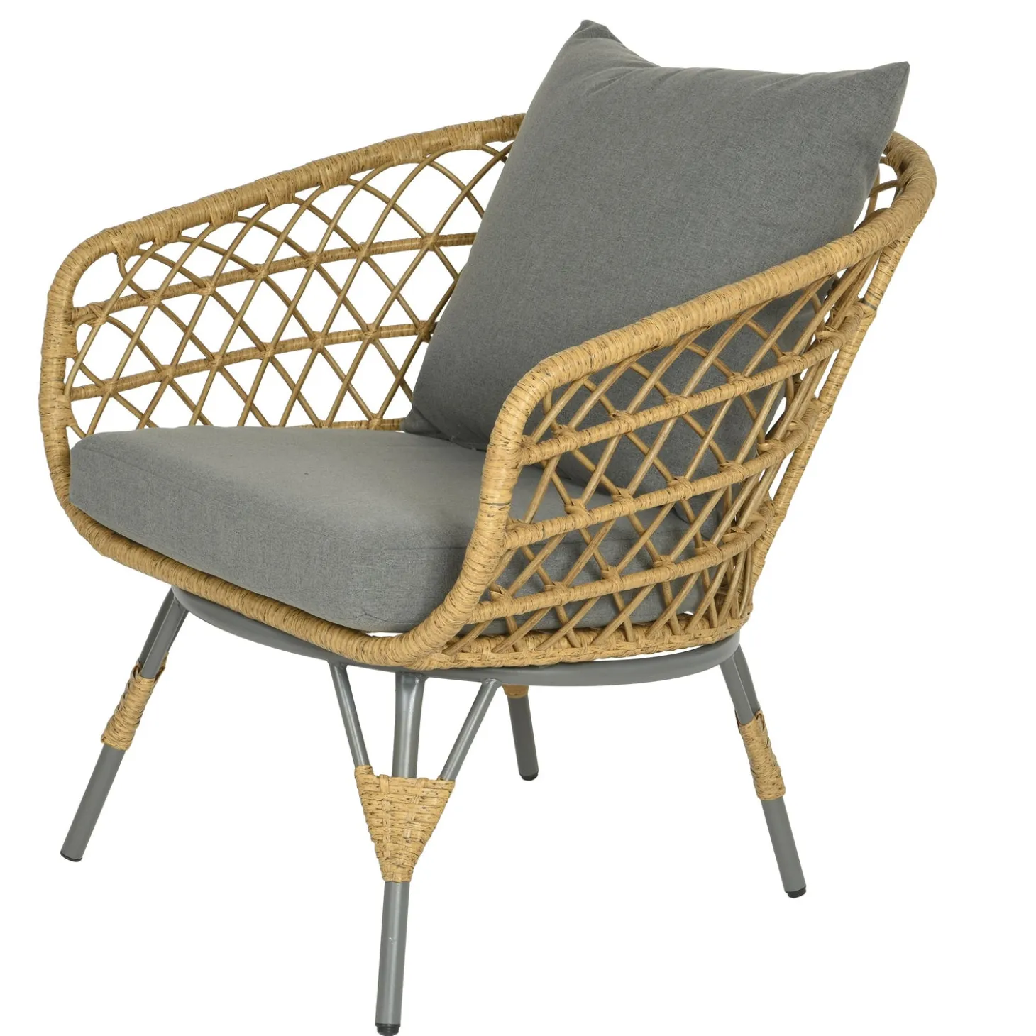 Chairs & Rockers | Rockers & Gliders>Plow & Hearth Havana Wicker Seating Set with Cushions and Table, 3-Piece Set Natural