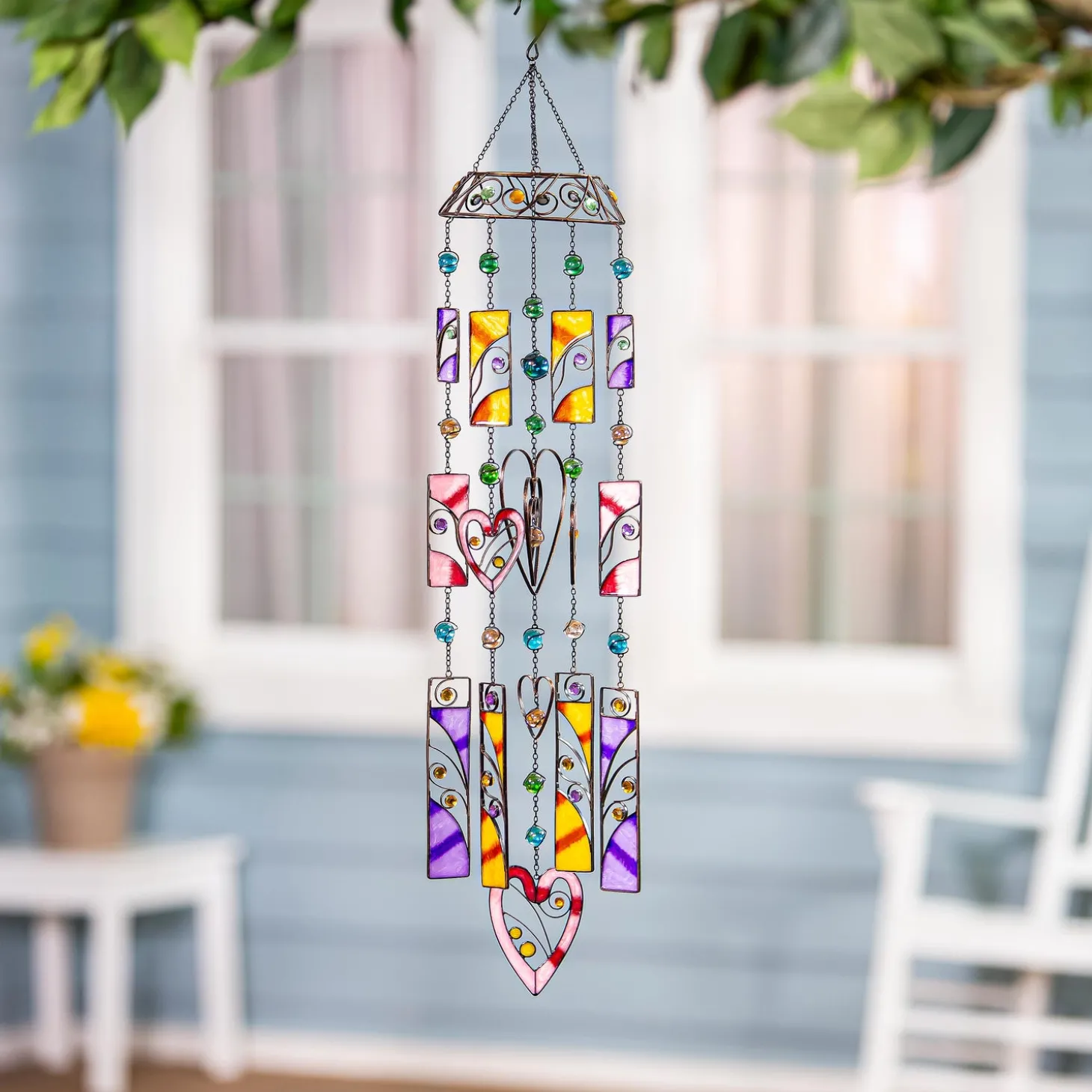 Wind Chimes & Mobiles>Plow & Hearth Hearts & Shapes Wind Chime