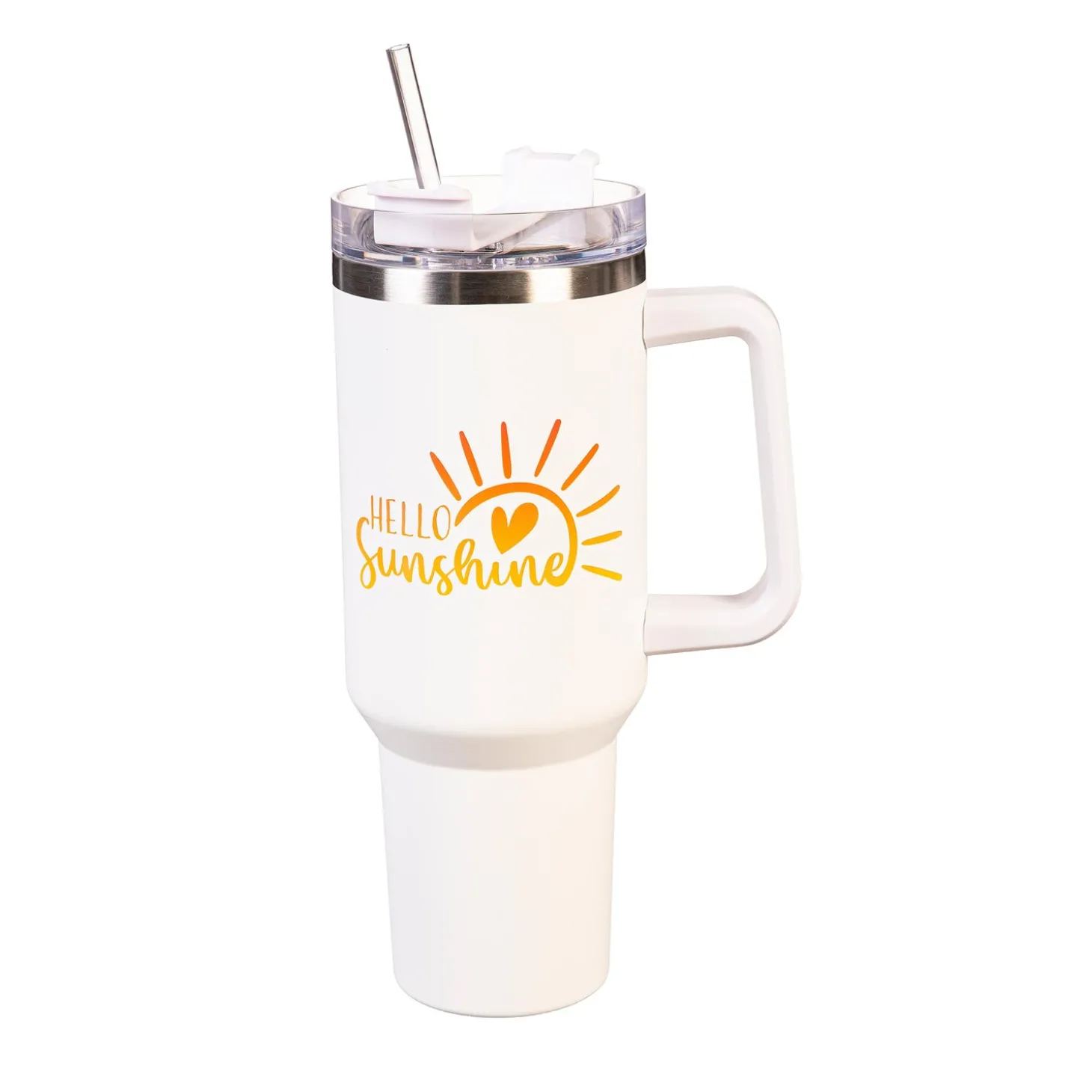 Travel Cups>Plow & Hearth Hello Sunshine Canyon Cup, Double Wall Stainless Steel w/ Straw, 40oz, Gift Box
