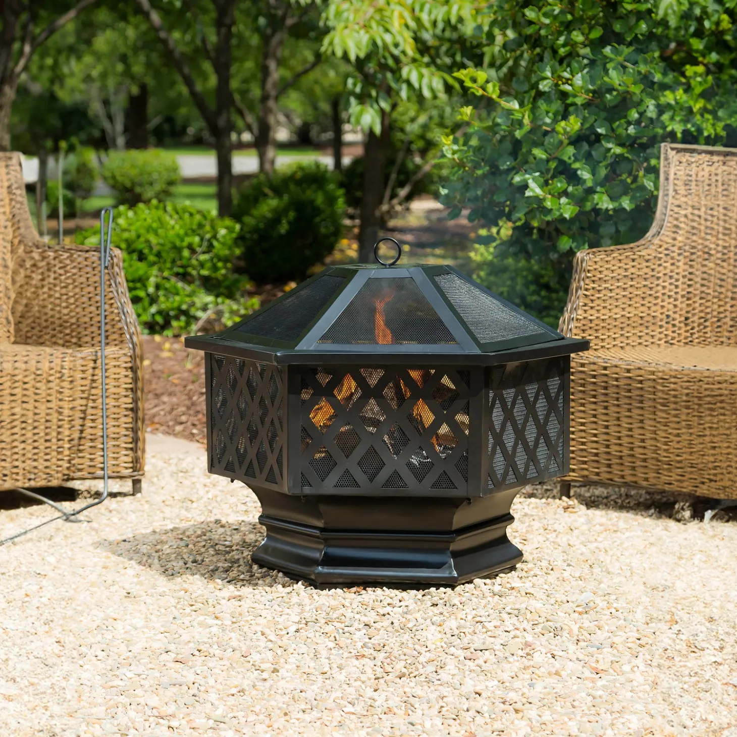 Fire Pits | Fire Pits>Plow & Hearth Hexagon Wood-Burning Fire Pit