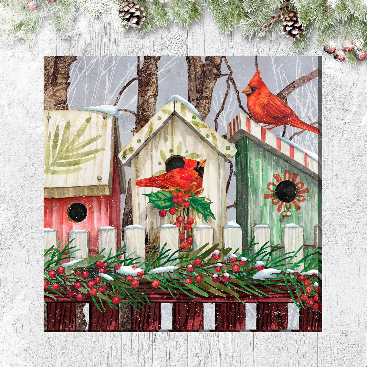 Outdoor Wall Art | Wall Art>Plow & Hearth Holiday House Indoor/Outdoor Canvas Wall Art