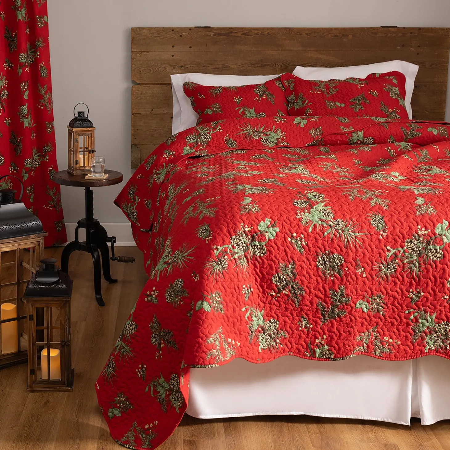 Quilts & Bedspreads>Plow & Hearth Holiday Peaceful Pine Quilted Bedding Set, Full/Queen Set