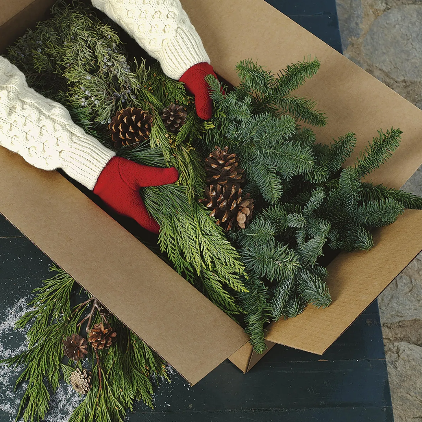 Lighted Trees & Garlands>Plow & Hearth Holiday Woodland Evergreens 7 Lb. Box Of Greens