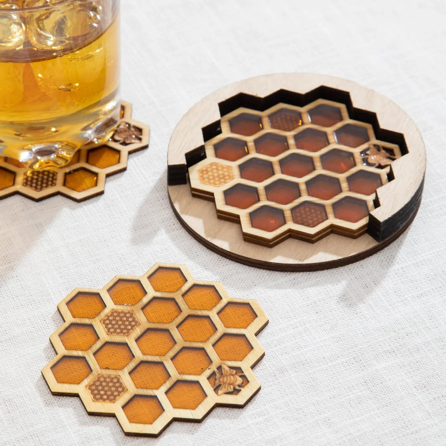 Coffee & Tea Cups | Cleaning Supplies>Plow & Hearth Honeycomb Coasters, Set of 4