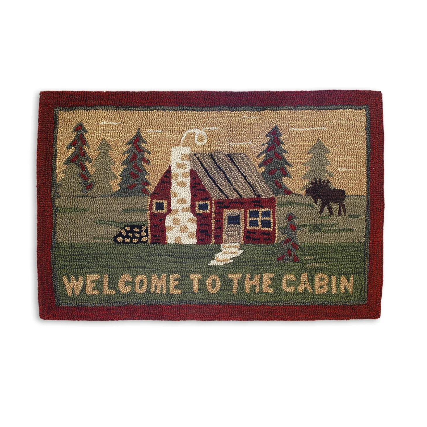 Hearth Rugs | Hearth Rugs>Plow & Hearth Hooked Wool Welcome to the Cabin Accent Rug