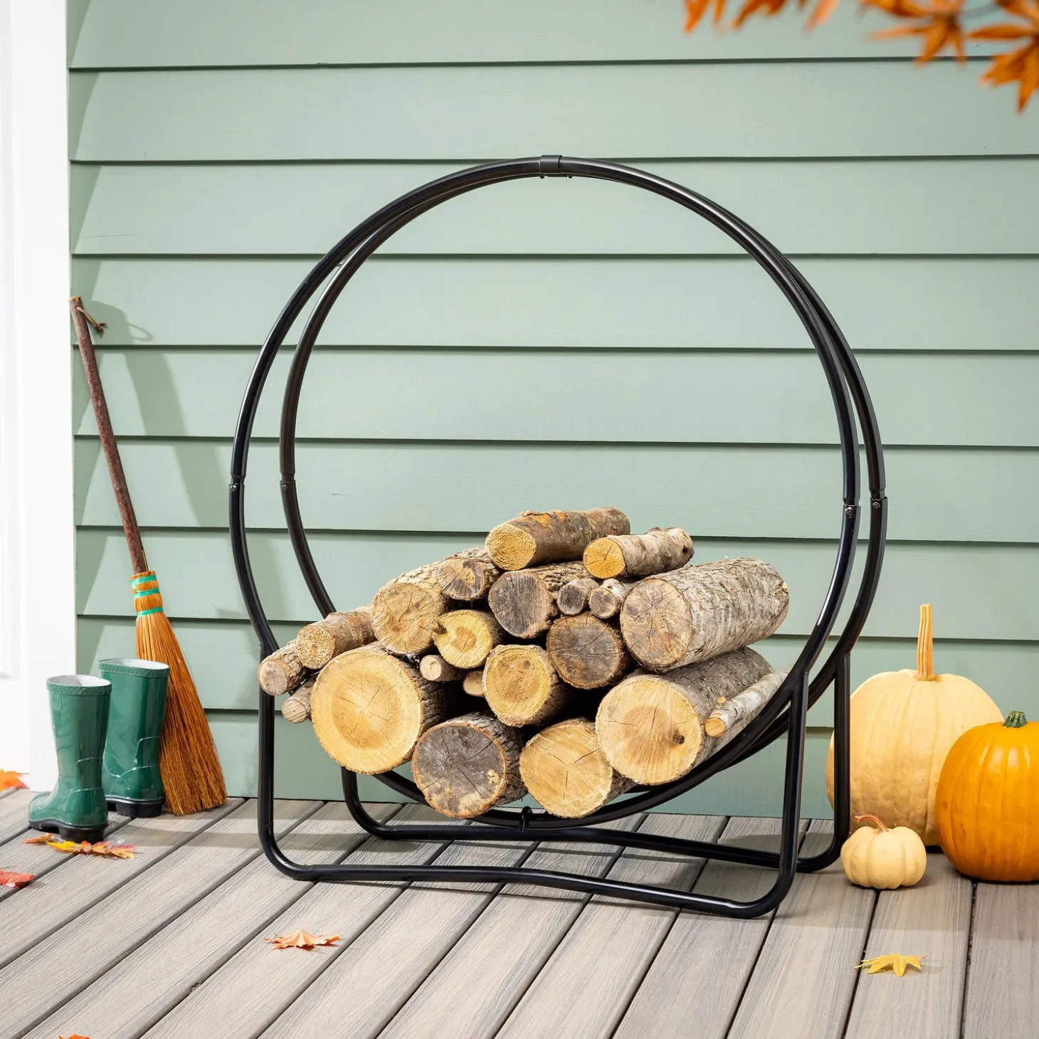 Wood Storage & Wood Racks>Plow & Hearth Hoop Style Firewood Holder