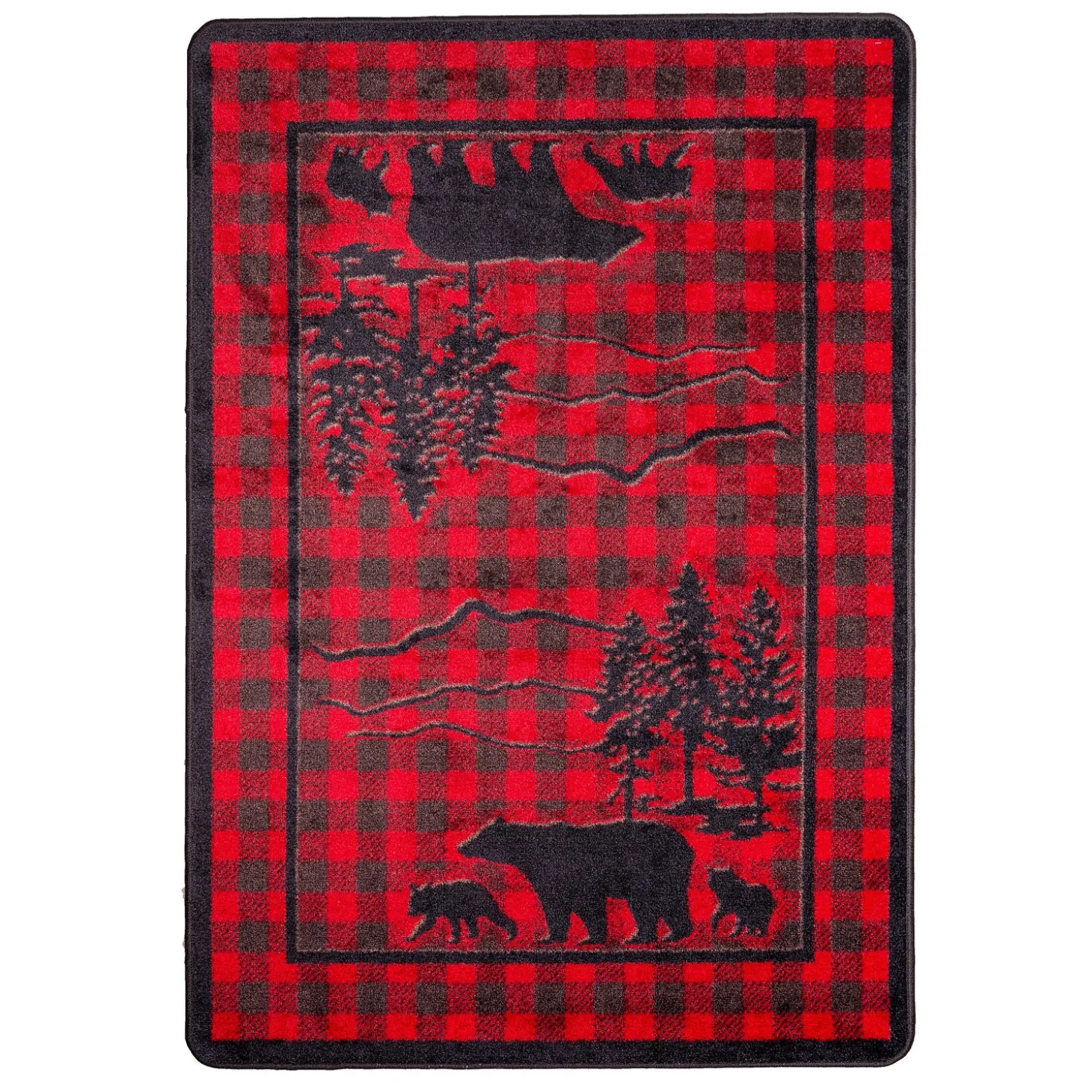 Area Rugs>Plow & Hearth Huntington Bear Buffalo Check Rug, 5'4" x 7'8"