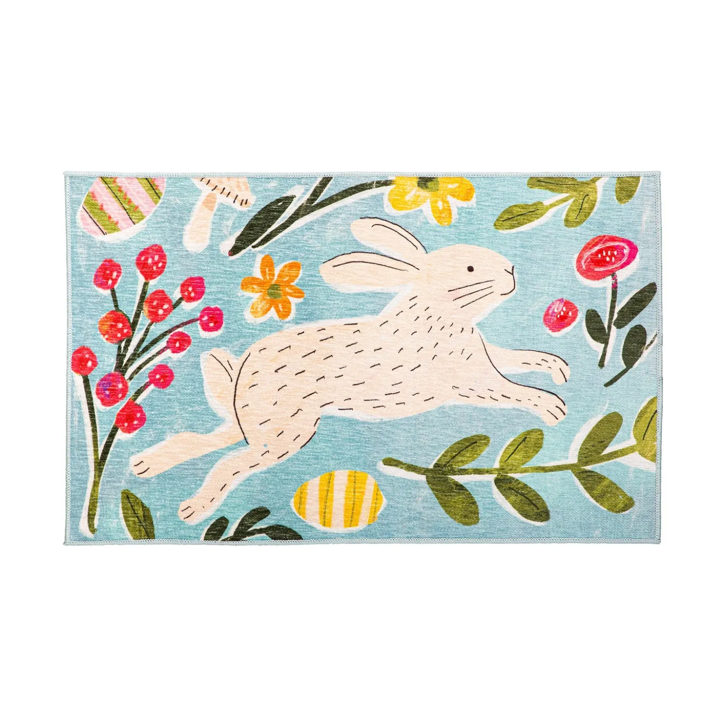 Washable Mats>Plow & Hearth In Bloom Bunny Washable Indoor/Outdoor Mat