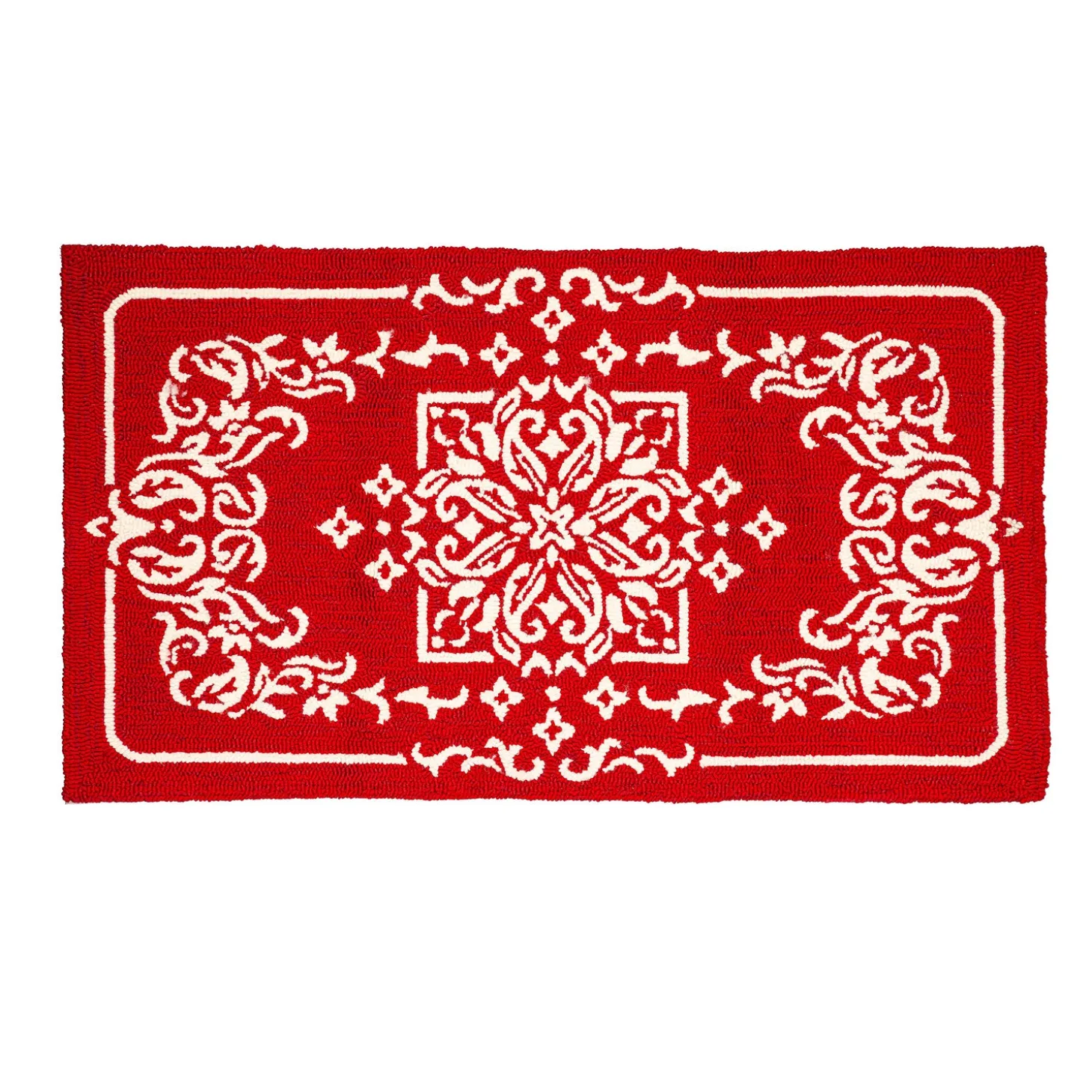 Hooked Rugs>Plow & Hearth Indoor/Outdoor Bandana Polypropylene Hooked Rug