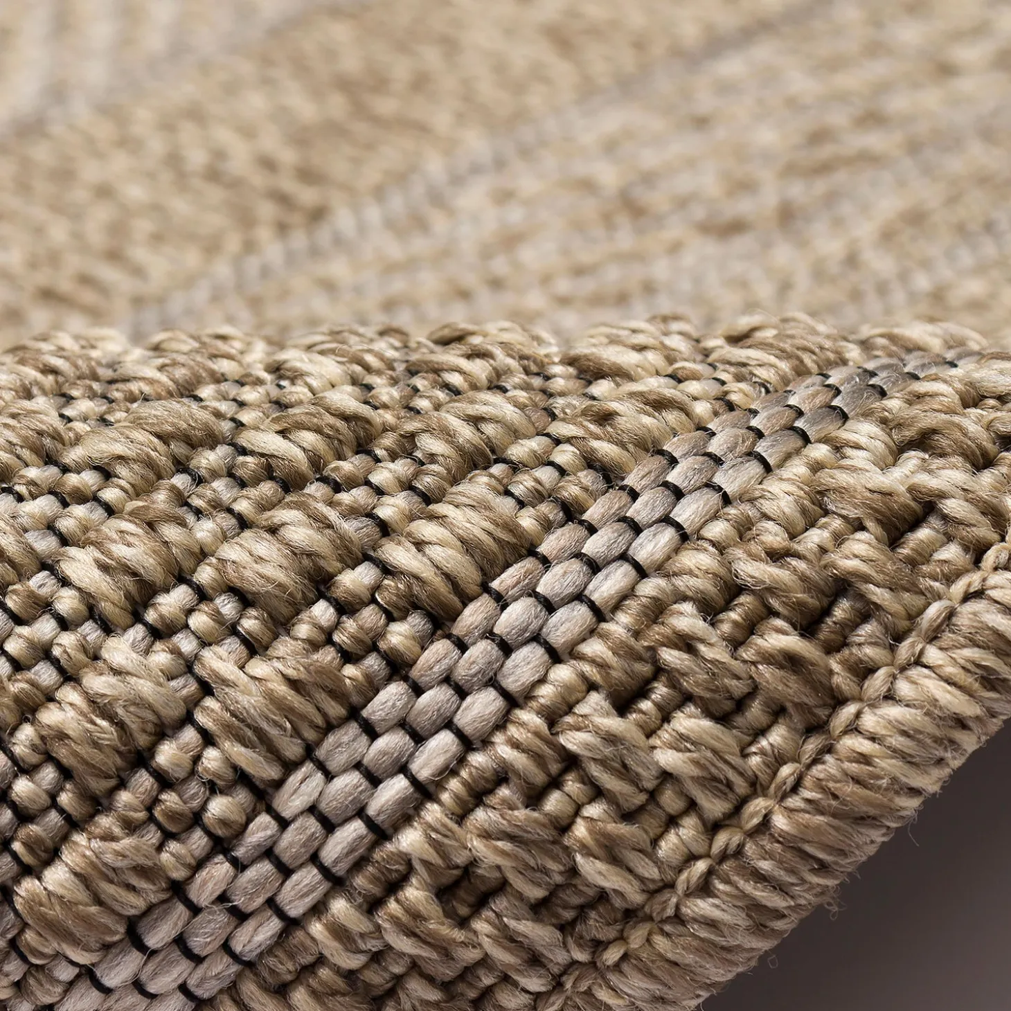 Area Rugs>Plow & Hearth Indoor/Outdoor Beachcomber Border Rug, 5'3" x 7'3" Natural