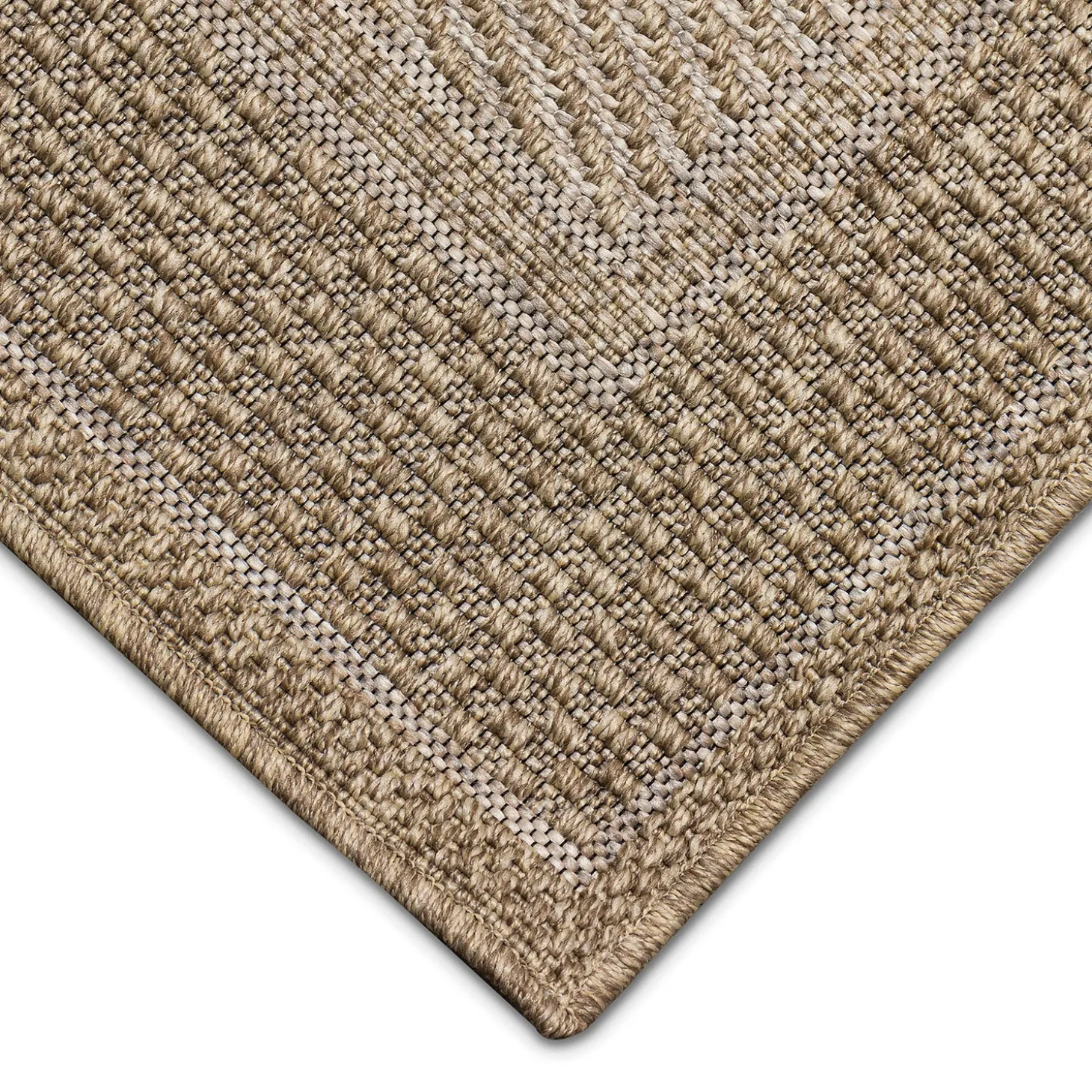 Area Rugs>Plow & Hearth Indoor/Outdoor Beachcomber Border Rug, 5'3" x 7'3" Natural