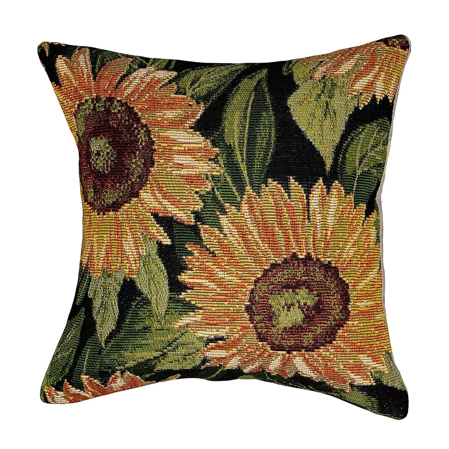 Decorative Pillows>Plow & Hearth Indoor/Outdoor Sunflower Polypropylene Throw Pillow Black