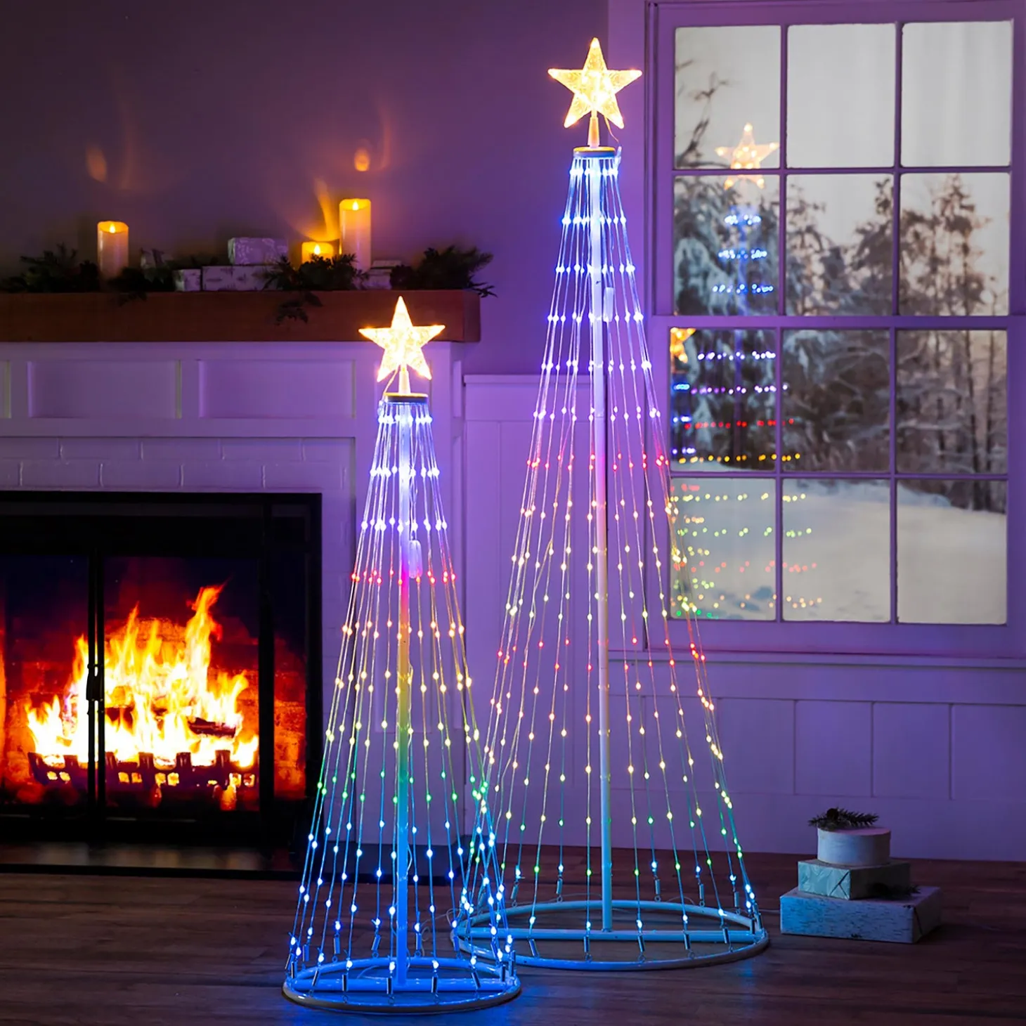 Lighted Trees & Garlands>Plow & Hearth Indoor/Outdoor Christmas Tree Cone with Multicolor Lights, Small