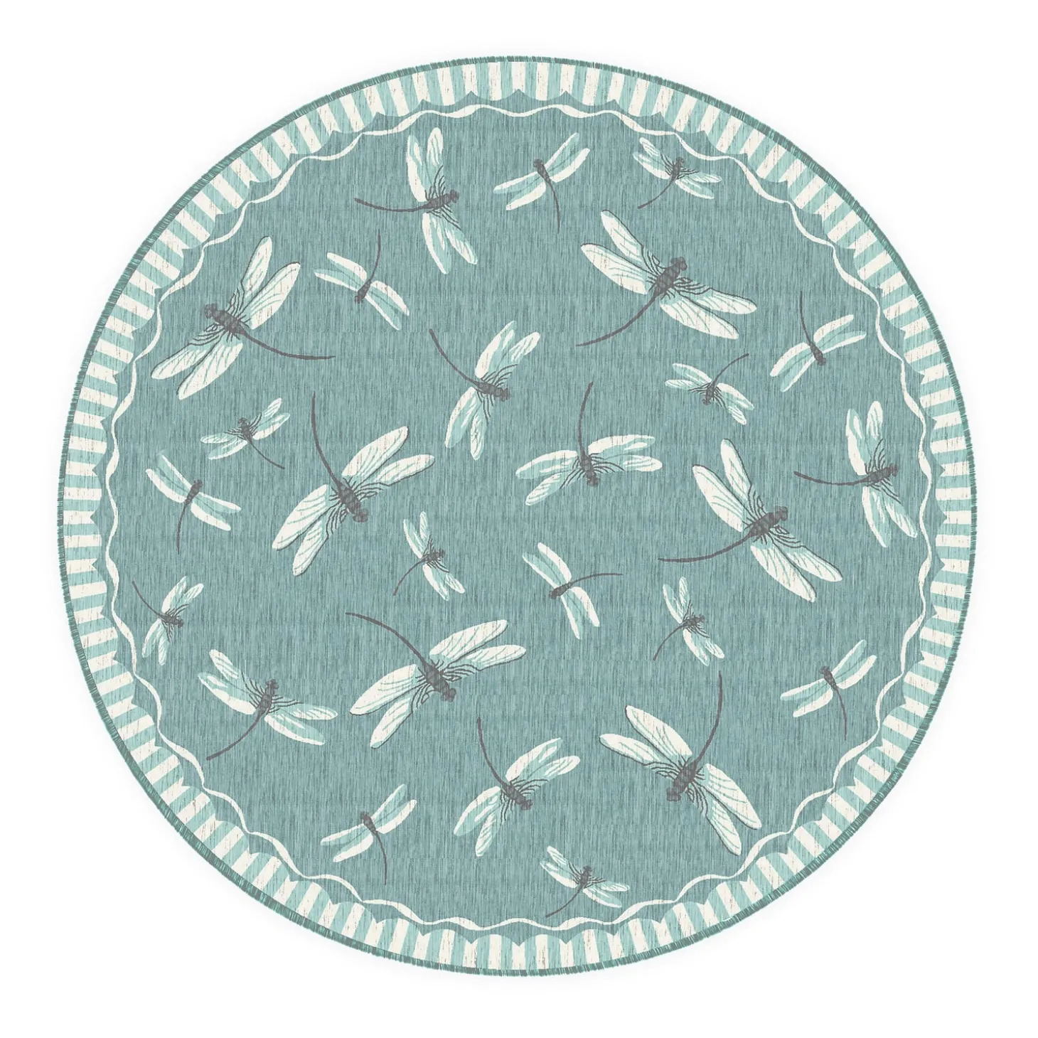 Area Rugs>Plow & Hearth Indoor/Outdoor Dragonfly Rug, 7'10" Round