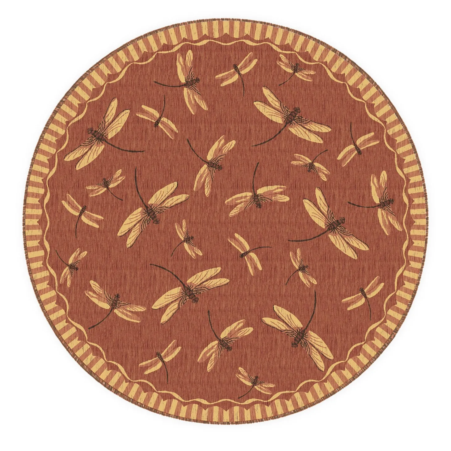 Area Rugs>Plow & Hearth Indoor/Outdoor Dragonfly Rug, 7'10" Round