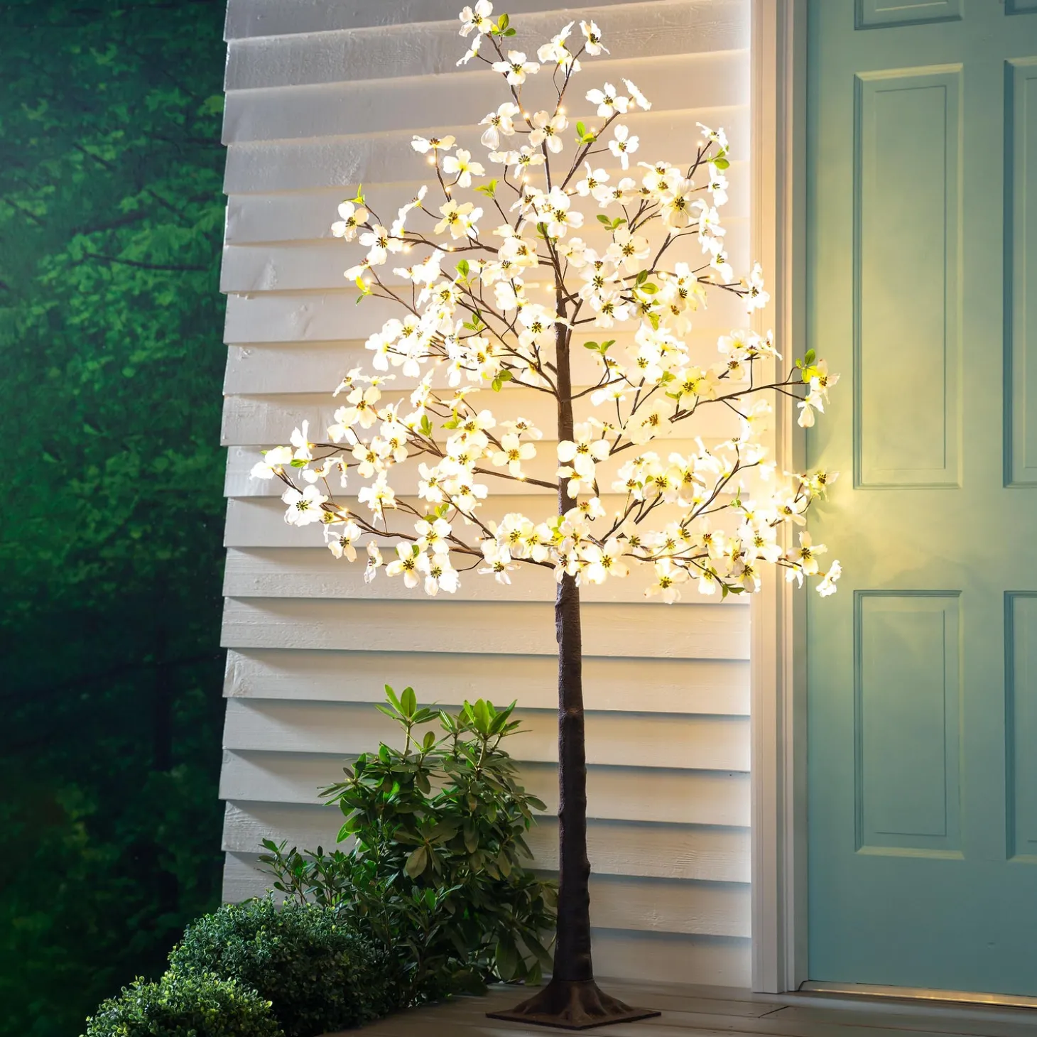 Lighted Trees & Garlands>Plow & Hearth Indoor/Outdoor Electric Lighted Faux Dogwood Tree, 6' Tall