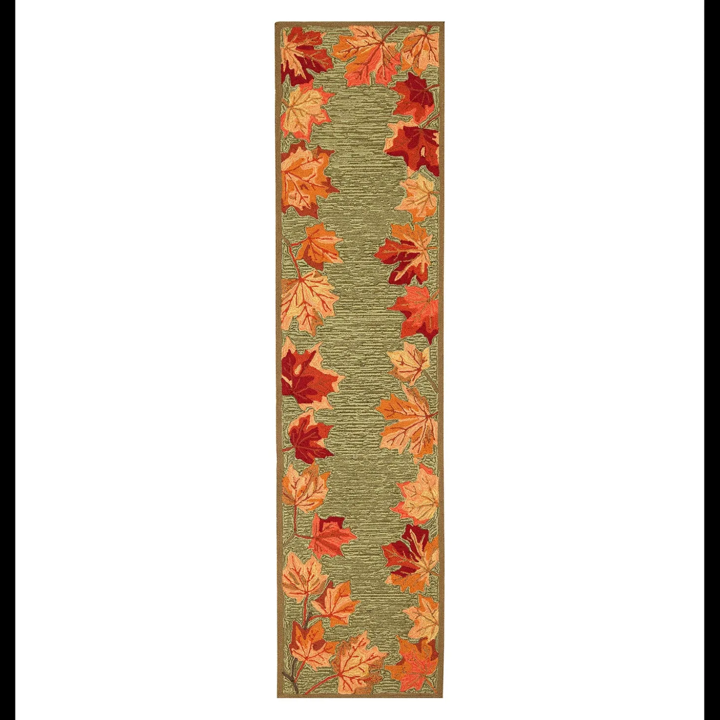 Area Rugs>Plow & Hearth Indoor/Outdoor Falling Leaves Border Rug, 5' x 7'6"