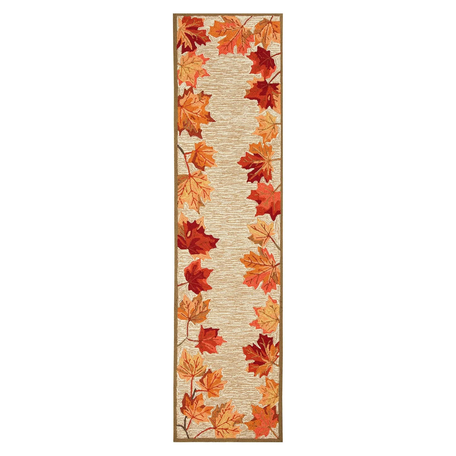 Area Rugs>Plow & Hearth Indoor/Outdoor Falling Leaves Border Rug, 5' x 7'6"