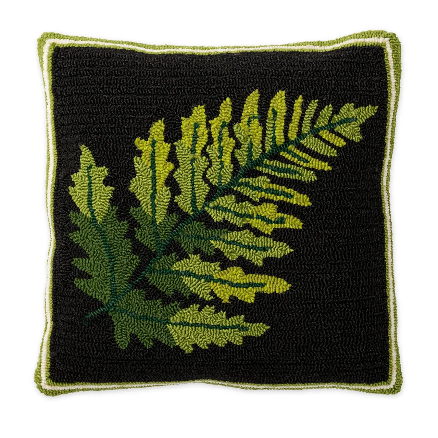 Decorative Pillows>Plow & Hearth Indoor/Outdoor Fern Hooked Throw Pillow