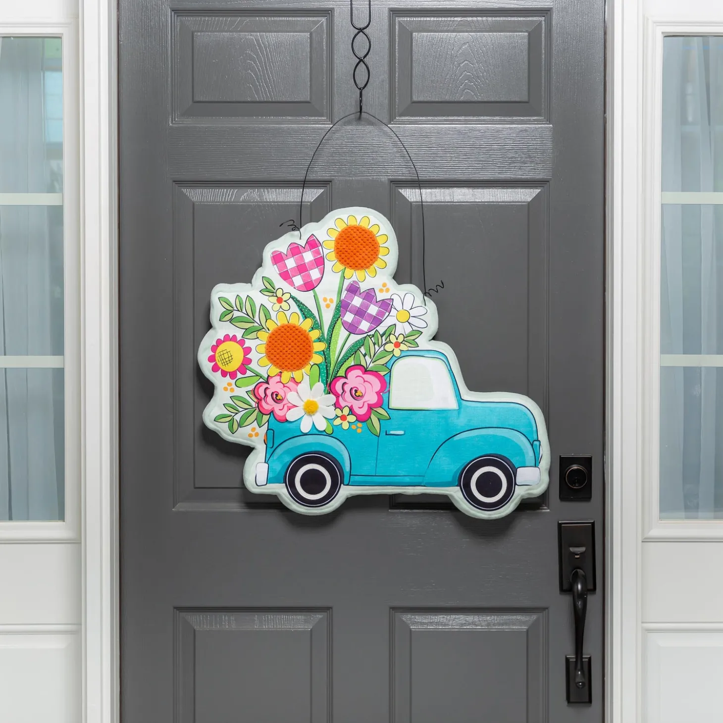 Fabric Door Hangers>Plow & Hearth Indoor/Outdoor Flower Truck Estate Door Décor