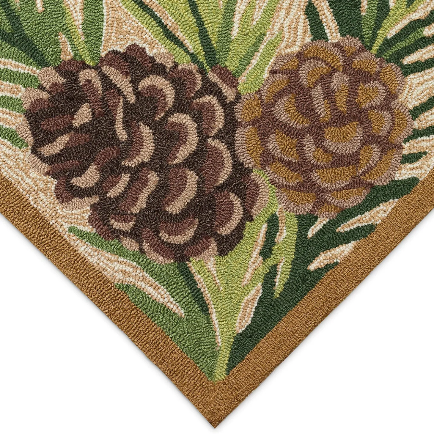 Area Rugs>Plow & Hearth Indoor/Outdoor Forest Lake Border Rug, 5' x 7'6" Natural