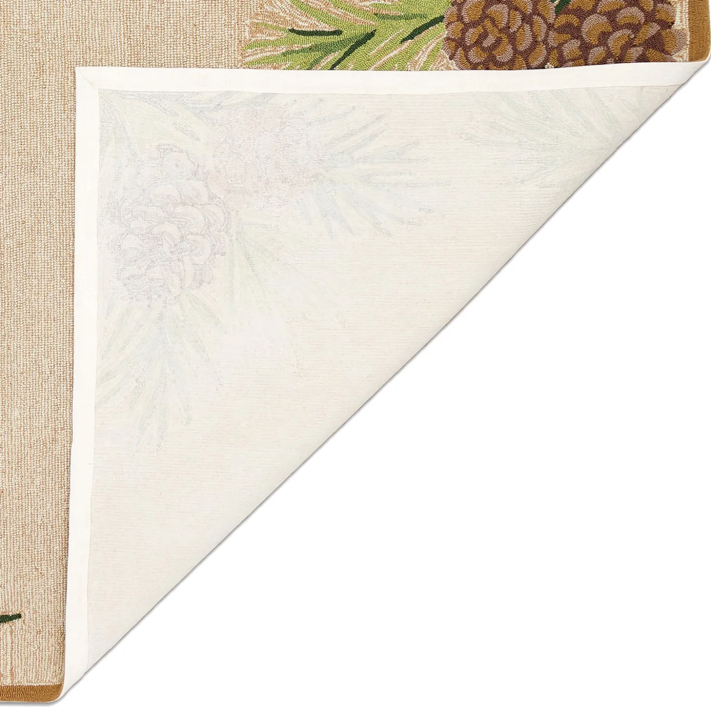 Area Rugs>Plow & Hearth Indoor/Outdoor Forest Lake Border Rug, 7'6" x 9'6" Natural