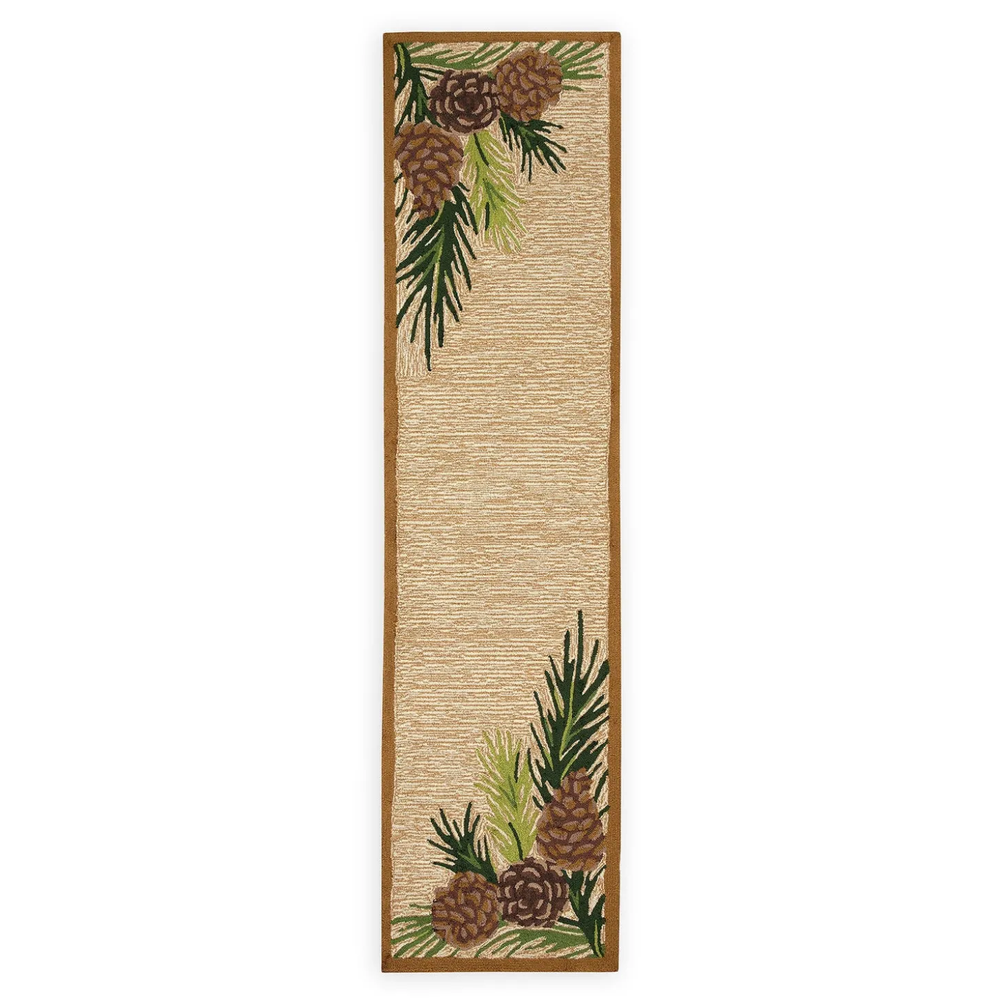Area Rugs>Plow & Hearth Indoor/Outdoor Forest Lake Border Rug, 7'6" x 9'6" Natural