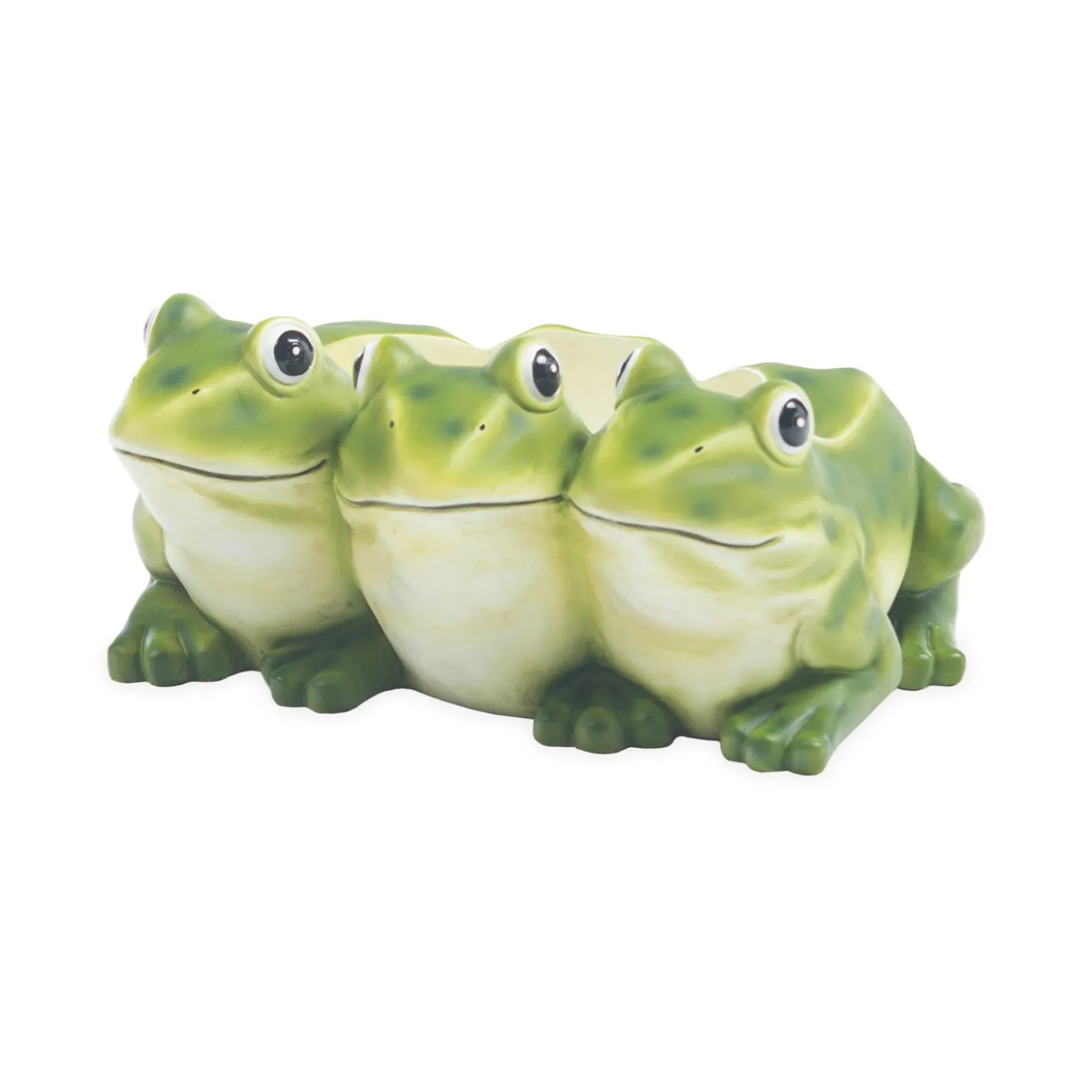 Planters & Plant Stands>Plow & Hearth Indoor/Outdoor Frogs Triplets Planter for Flowers or Herbs
