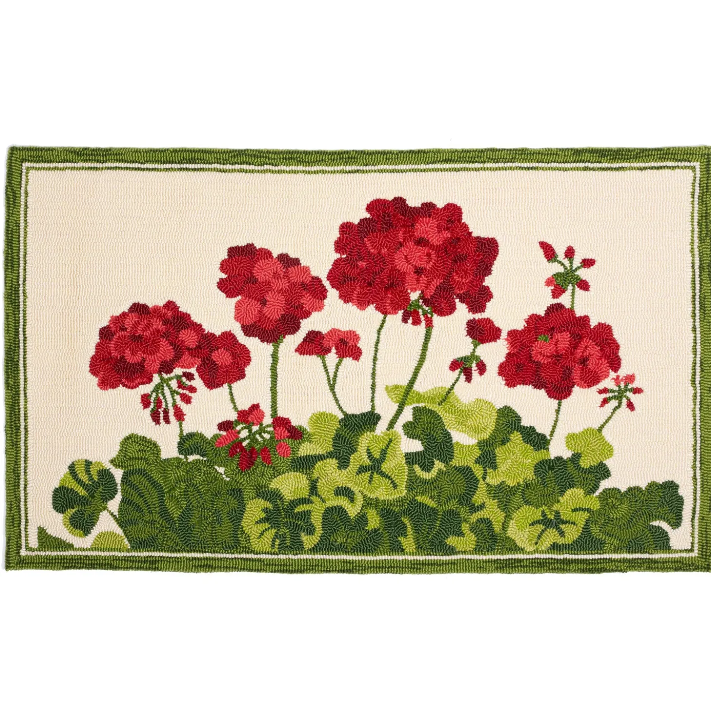 Hooked Rugs>Plow & Hearth Indoor/Outdoor Geranium Hooked Polypropylene Accent Rug