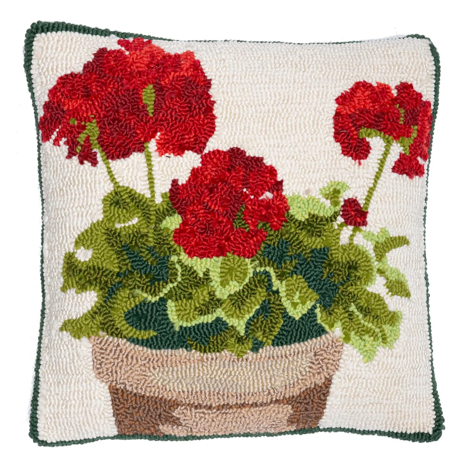 Outdoor Throw Pillows | Decorative Pillows>Plow & Hearth Indoor/Outdoor Geranium Hooked Polypropylene Throw Pillow