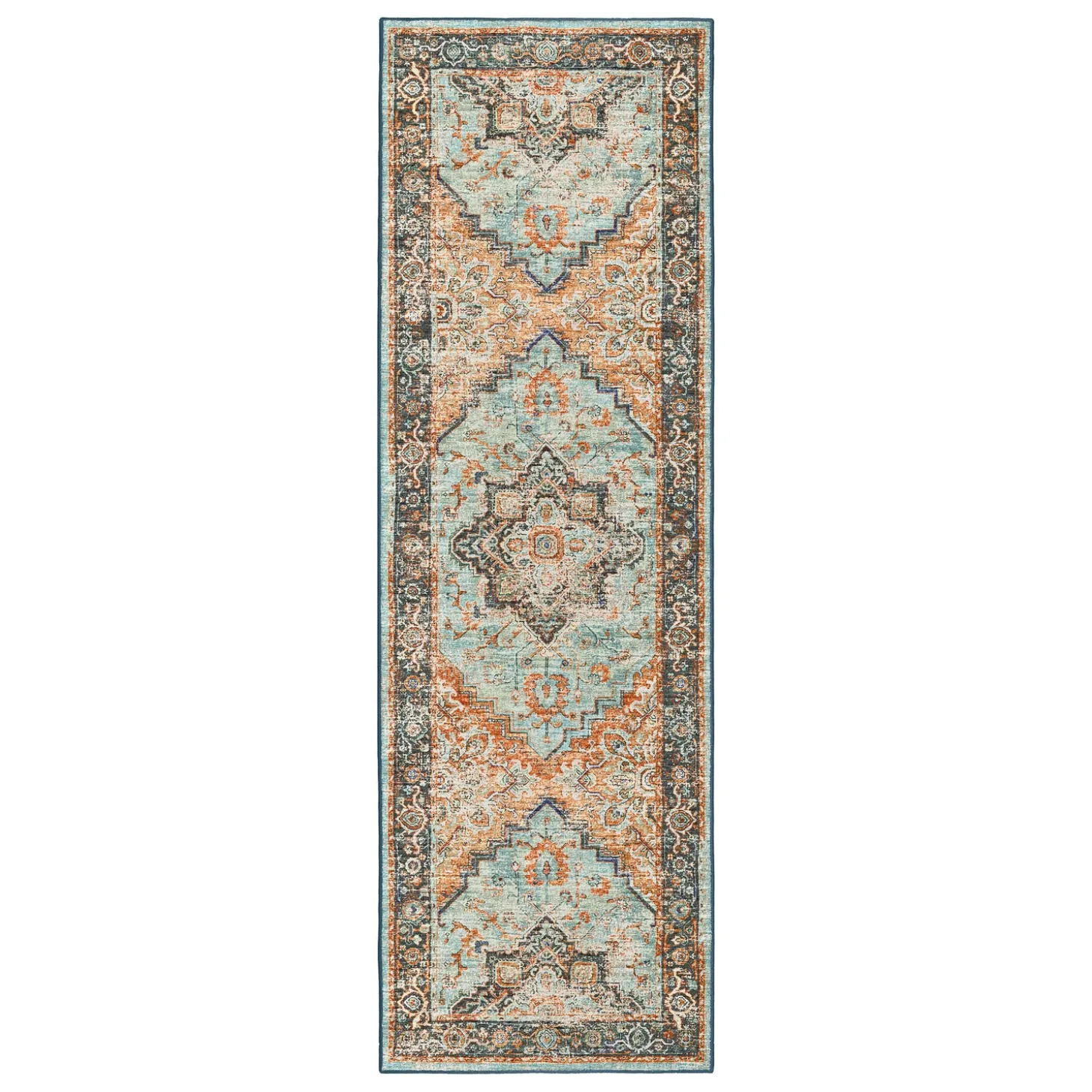 Area Rugs>Plow & Hearth Indoor/Outdoor Graves Mill Medallion Rug, 2'6" x 10' Runner