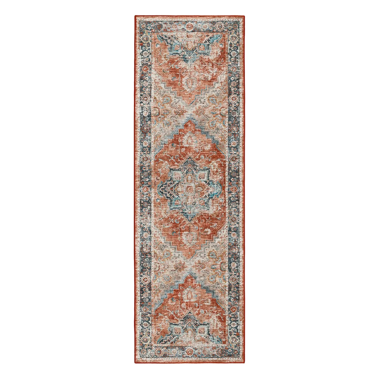 Area Rugs>Plow & Hearth Indoor/Outdoor Graves Mill Medallion Rug, 2'6" x 10' Runner