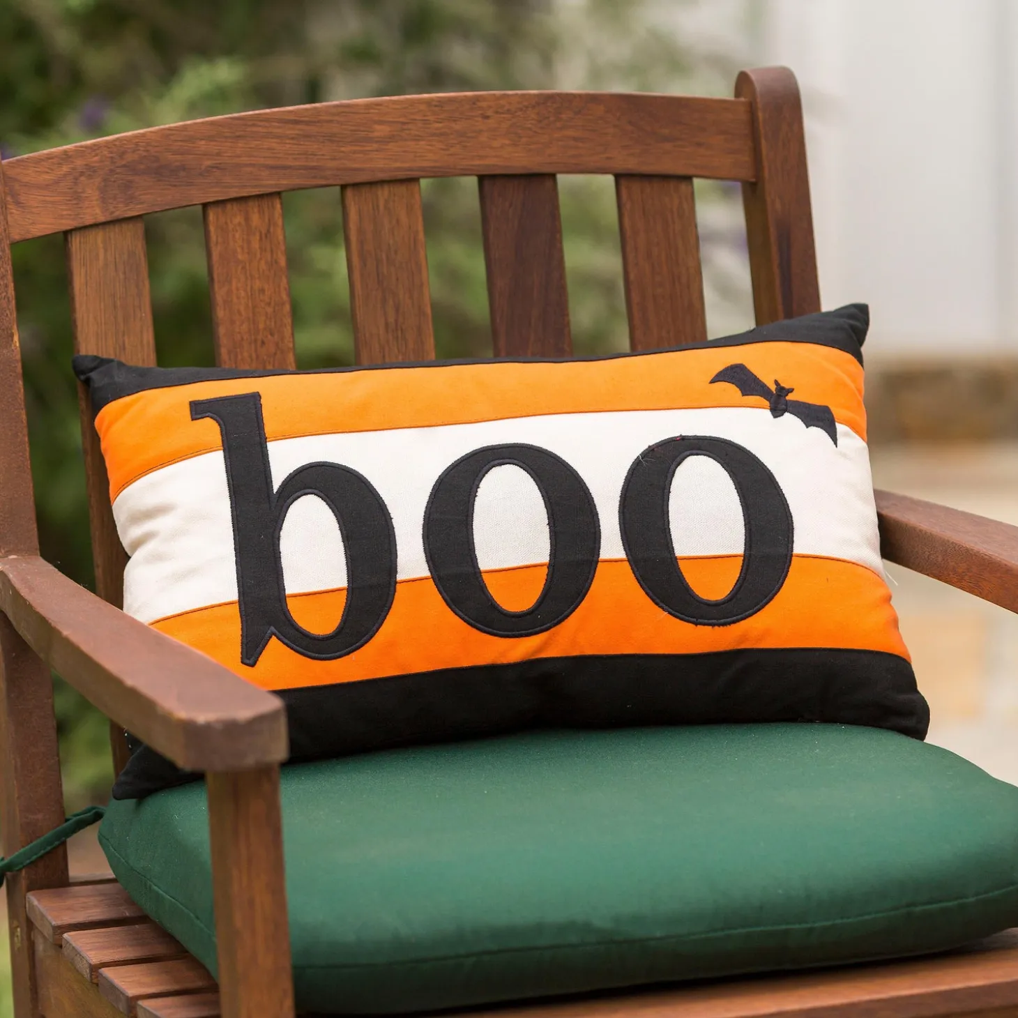 Outdoor Throw Pillows | Decorative Pillows>Plow & Hearth Indoor/Outdoor Halloween Boo Lumbar Cotton Throw Pillow