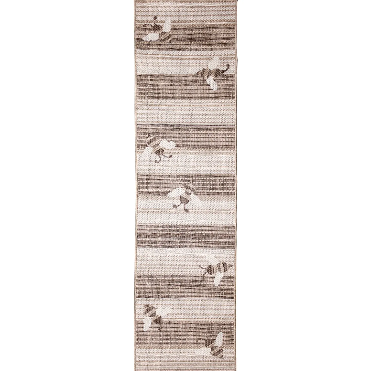 Runners>Plow & Hearth Indoor/Outdoor Honey Bees Rug, 23" x 7'6" Runner Navy