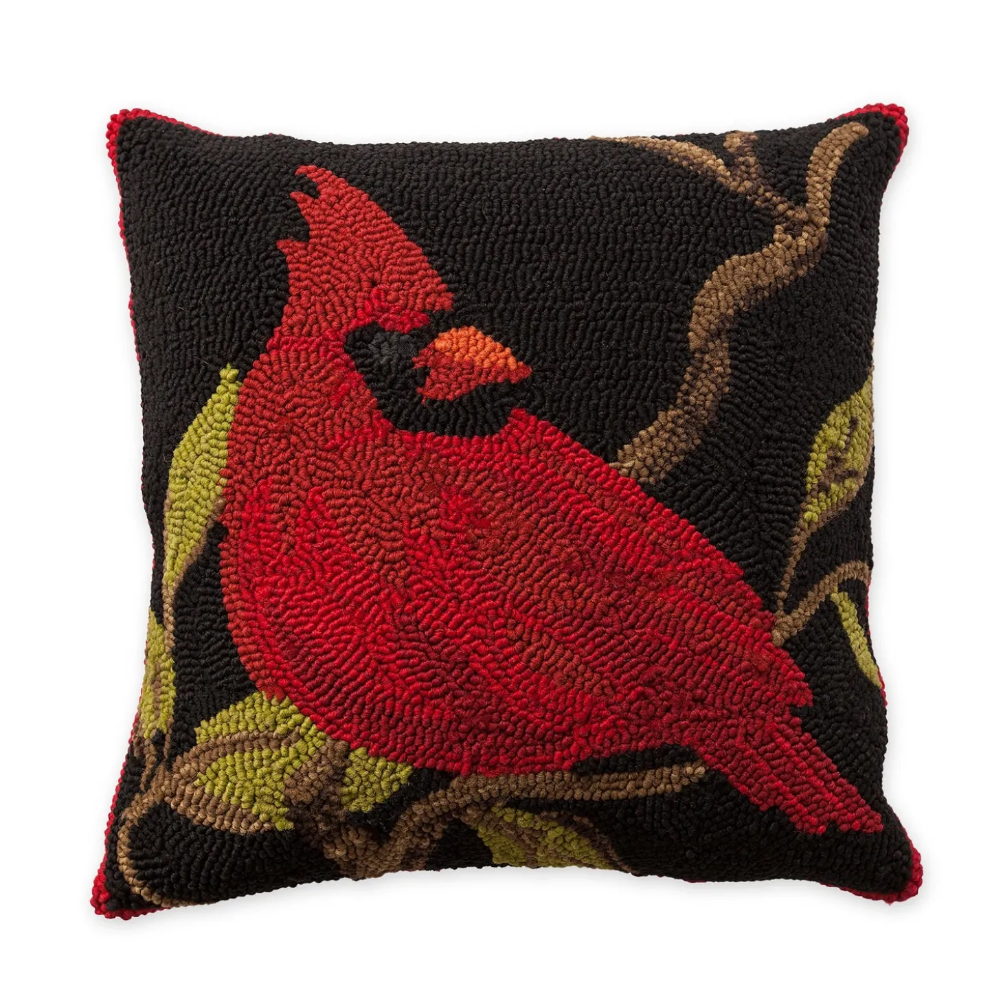 Outdoor Throw Pillows | Decorative Pillows>Plow & Hearth Indoor/Outdoor Hooked Cardinal Throw Pillow