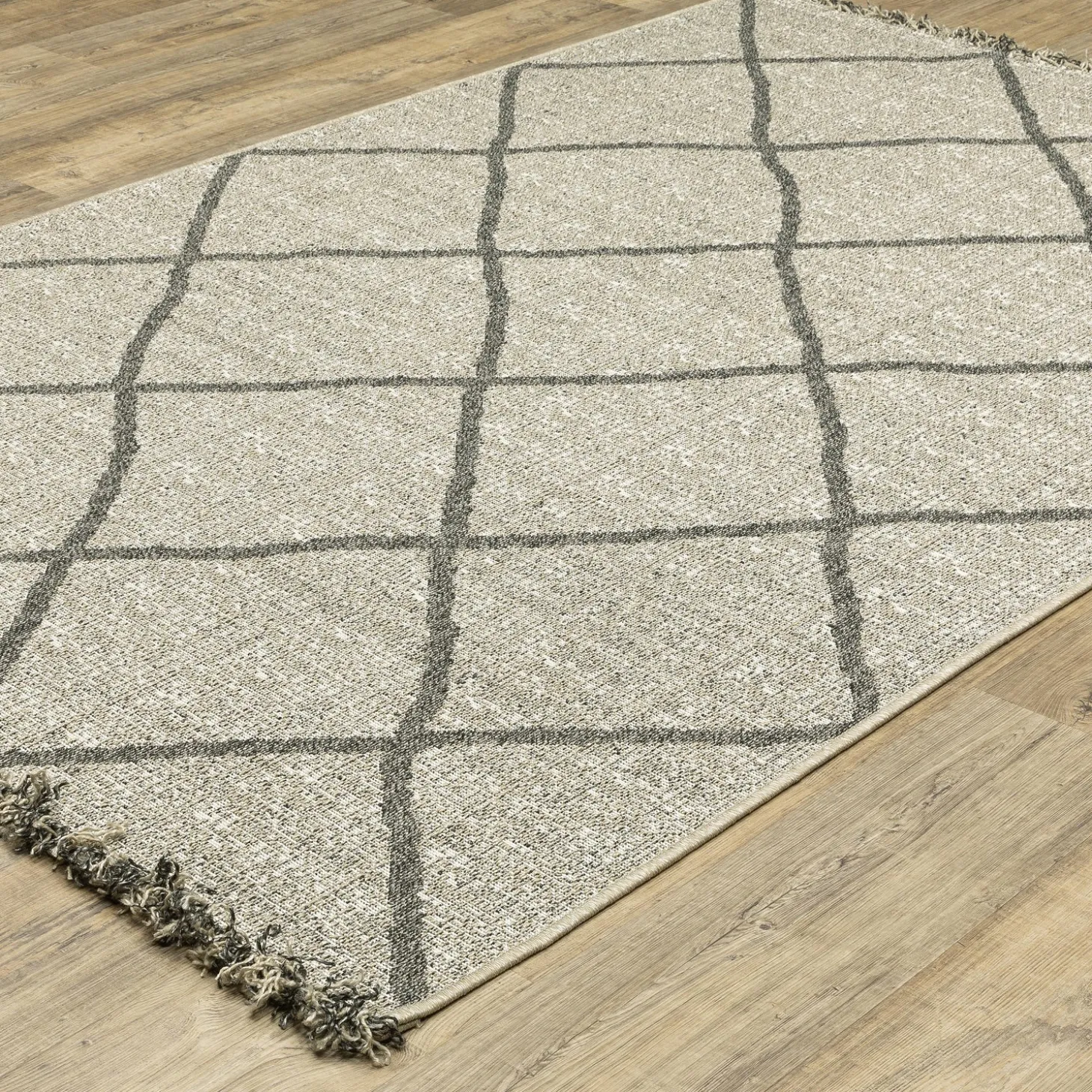 Area Rugs>Plow & Hearth Indoor/Outdoor Huntington Lattice Polypropylene Rug, 5'3" x 7'3"