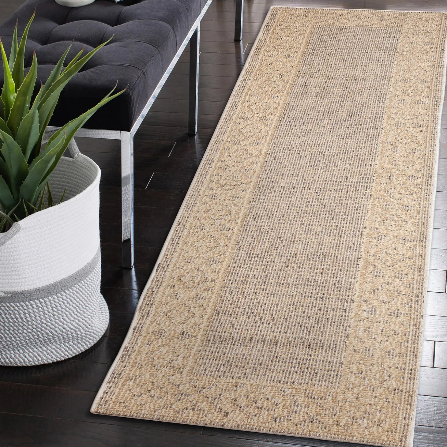 Area Rugs>Plow & Hearth Indoor/Outdoor Kitty Hawk Border Rug, 5'3" x 7'3"