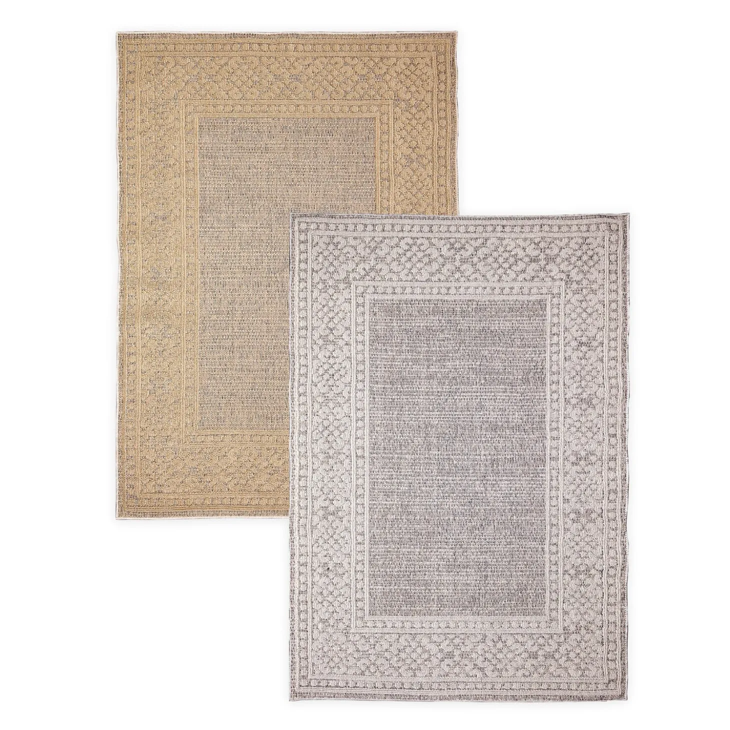 Area Rugs>Plow & Hearth Indoor/Outdoor Kitty Hawk Border Rug, 6'9" x 9'4"