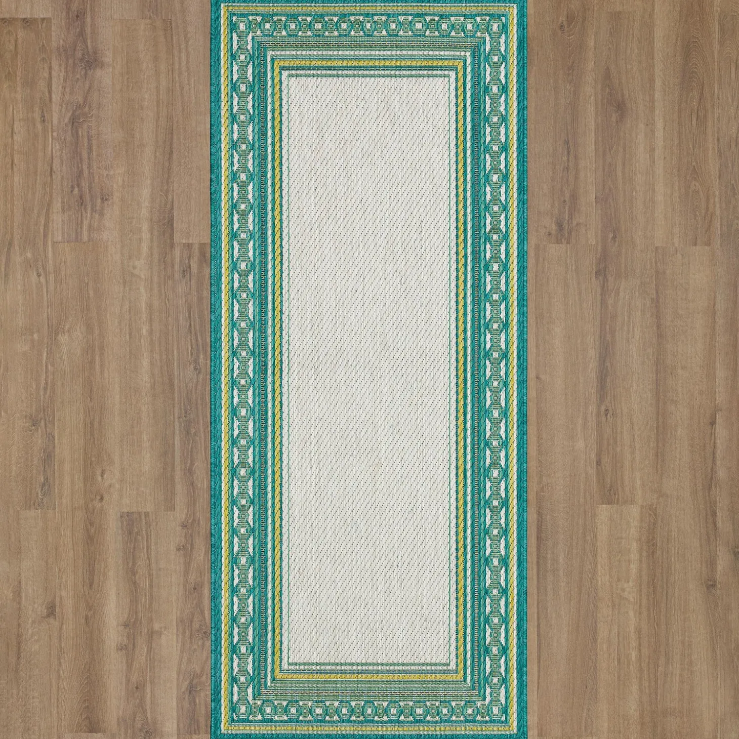 Area Rugs>Plow & Hearth Indoor/Outdoor La Grange Border Polypropylene Rug, 4' x 5'6"