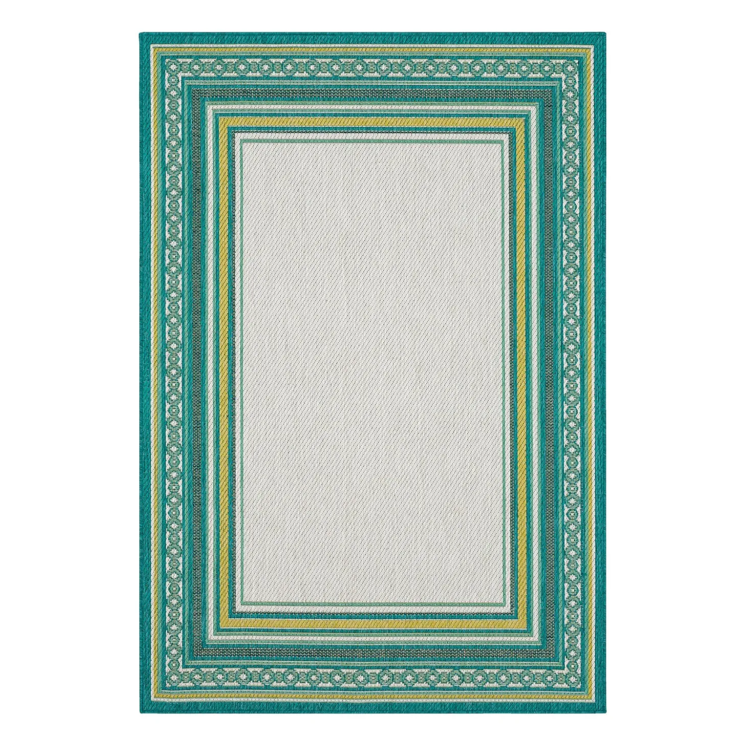 Area Rugs>Plow & Hearth Indoor/Outdoor La Grange Border Polypropylene Rug, 4' x 5'6"
