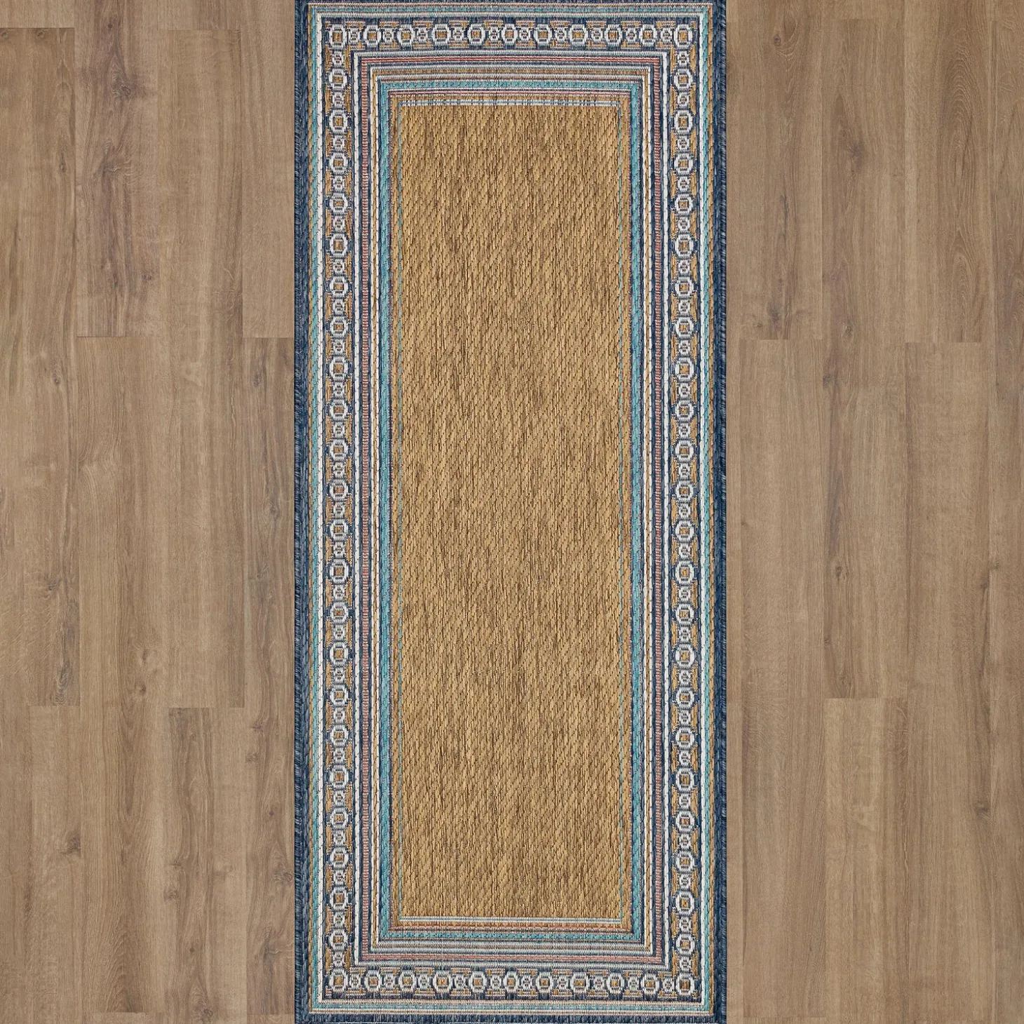 Area Rugs>Plow & Hearth Indoor/Outdoor La Grange Border Polypropylene Rug, 4' x 5'6"