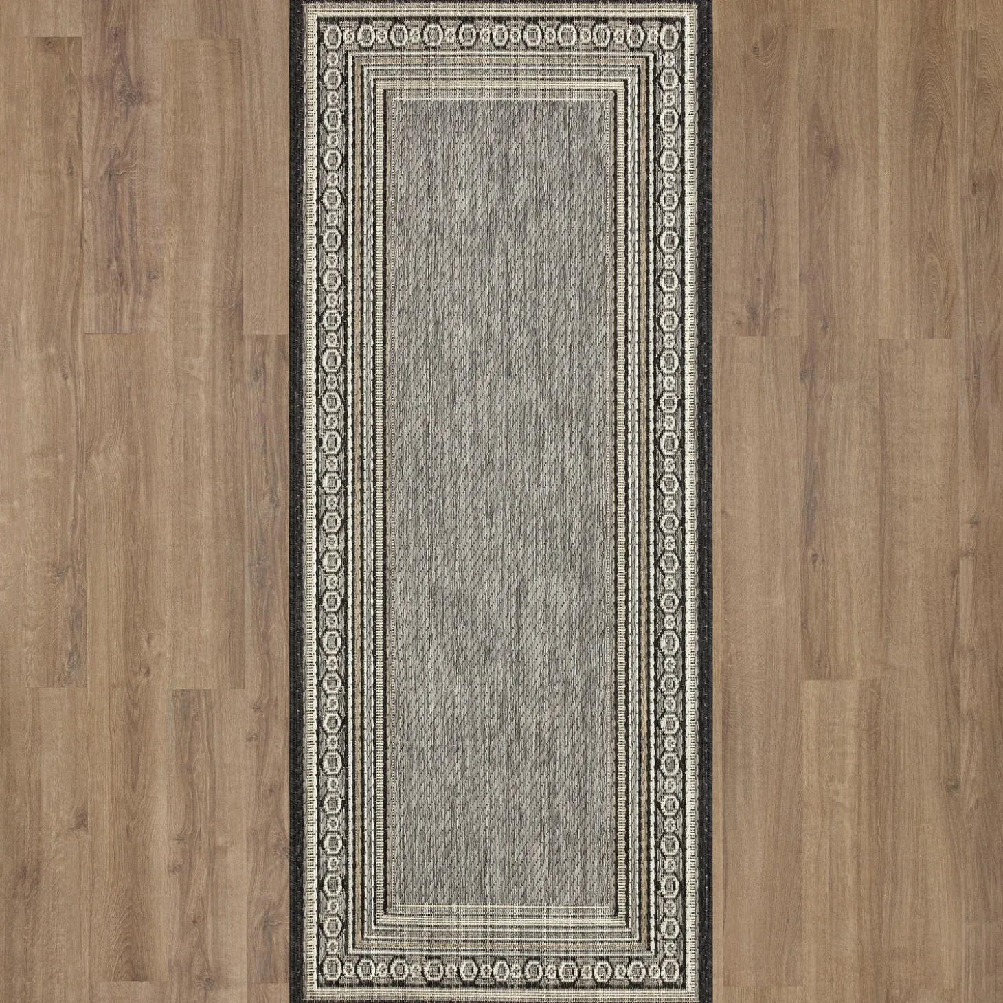 Area Rugs>Plow & Hearth Indoor/Outdoor La Grange Border Polypropylene Rug, 4' x 5'6"