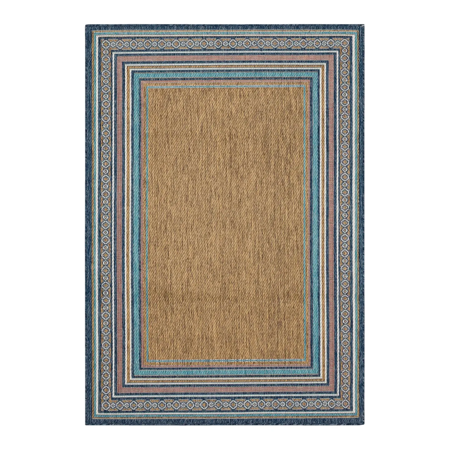 Area Rugs>Plow & Hearth Indoor/Outdoor La Grange Border Polypropylene Rug, 4' x 5'6"