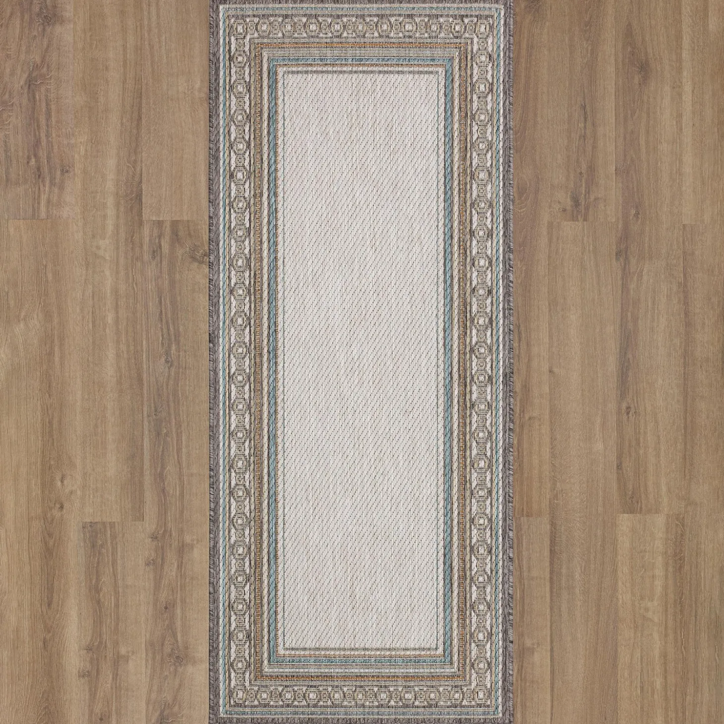 Area Rugs>Plow & Hearth Indoor/Outdoor La Grange Border Polypropylene Rug, 4' x 5'6"