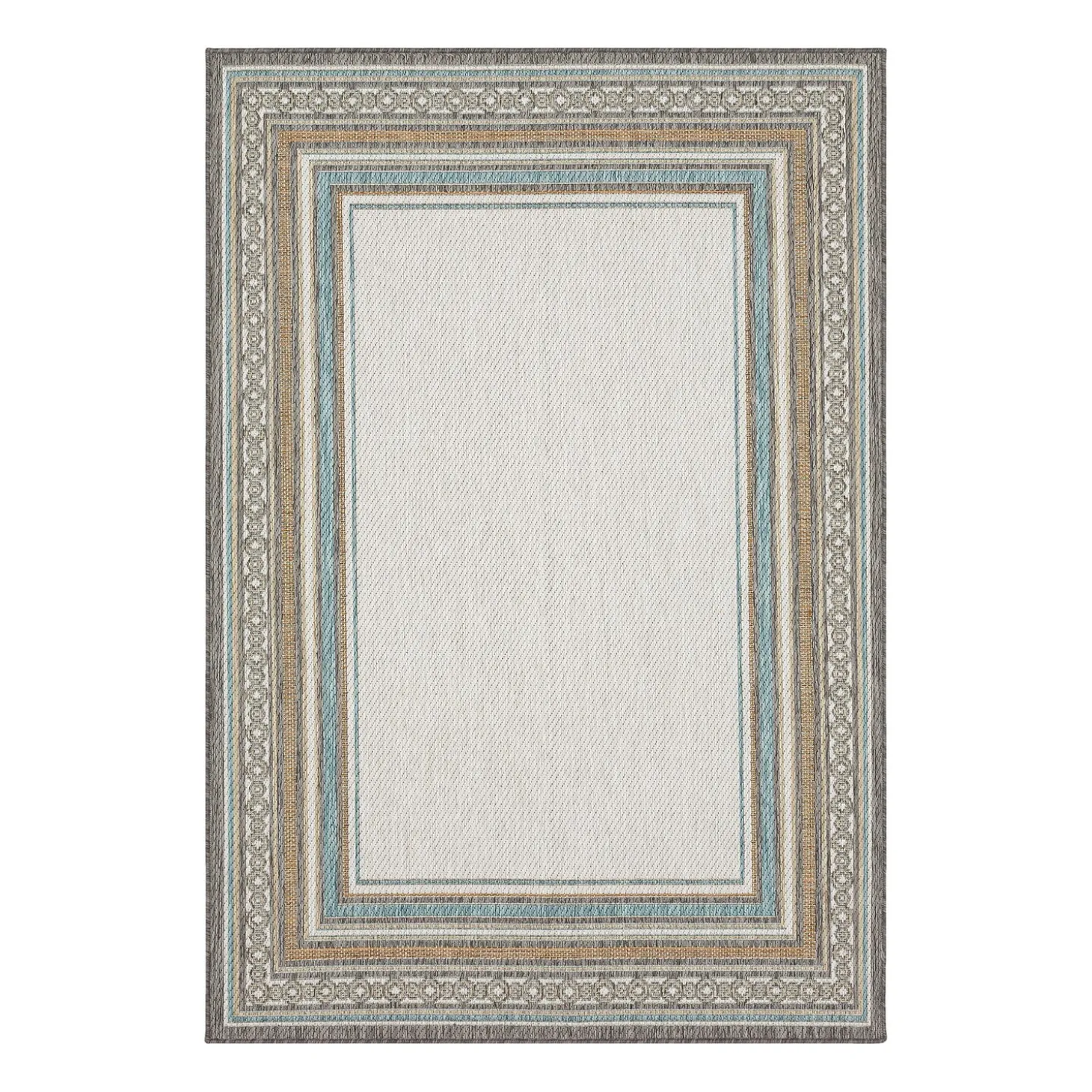 Area Rugs>Plow & Hearth Indoor/Outdoor La Grange Border Polypropylene Rug, 4' x 5'6"