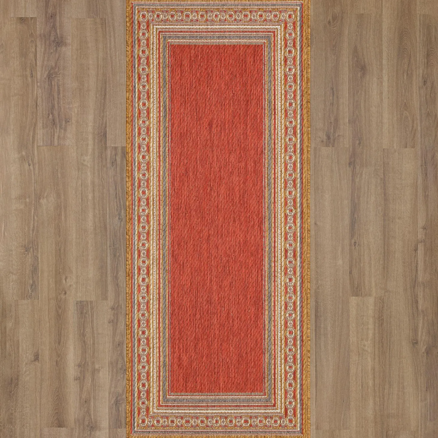 Area Rugs>Plow & Hearth Indoor/Outdoor La Grange Border Polypropylene Rug, 4' x 5'6"