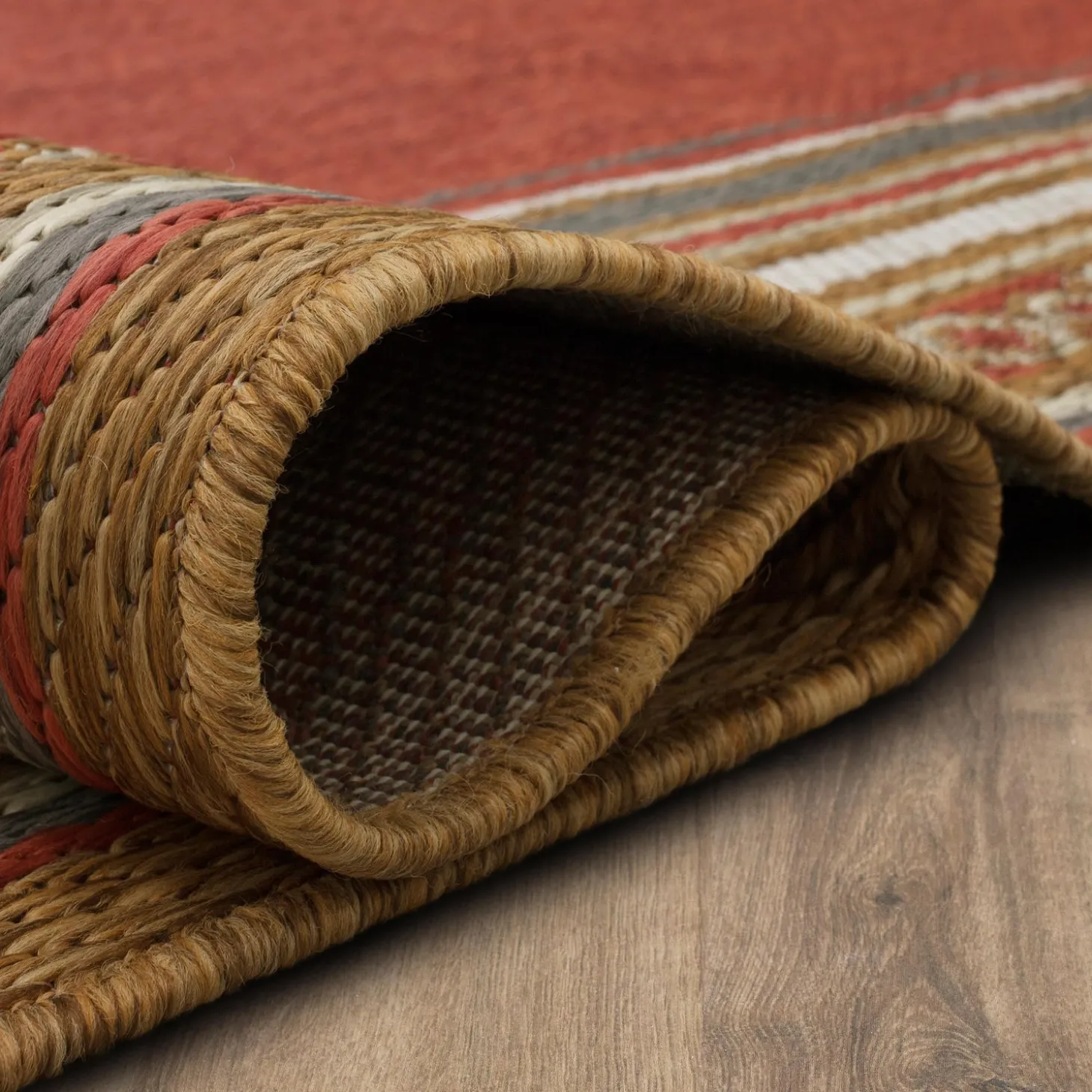 Area Rugs>Plow & Hearth Indoor/Outdoor La Grange Border Polypropylene Rug, 4' x 5'6"