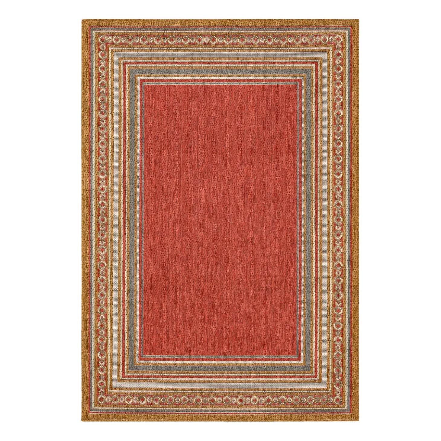 Area Rugs>Plow & Hearth Indoor/Outdoor La Grange Border Polypropylene Rug, 4' x 5'6"