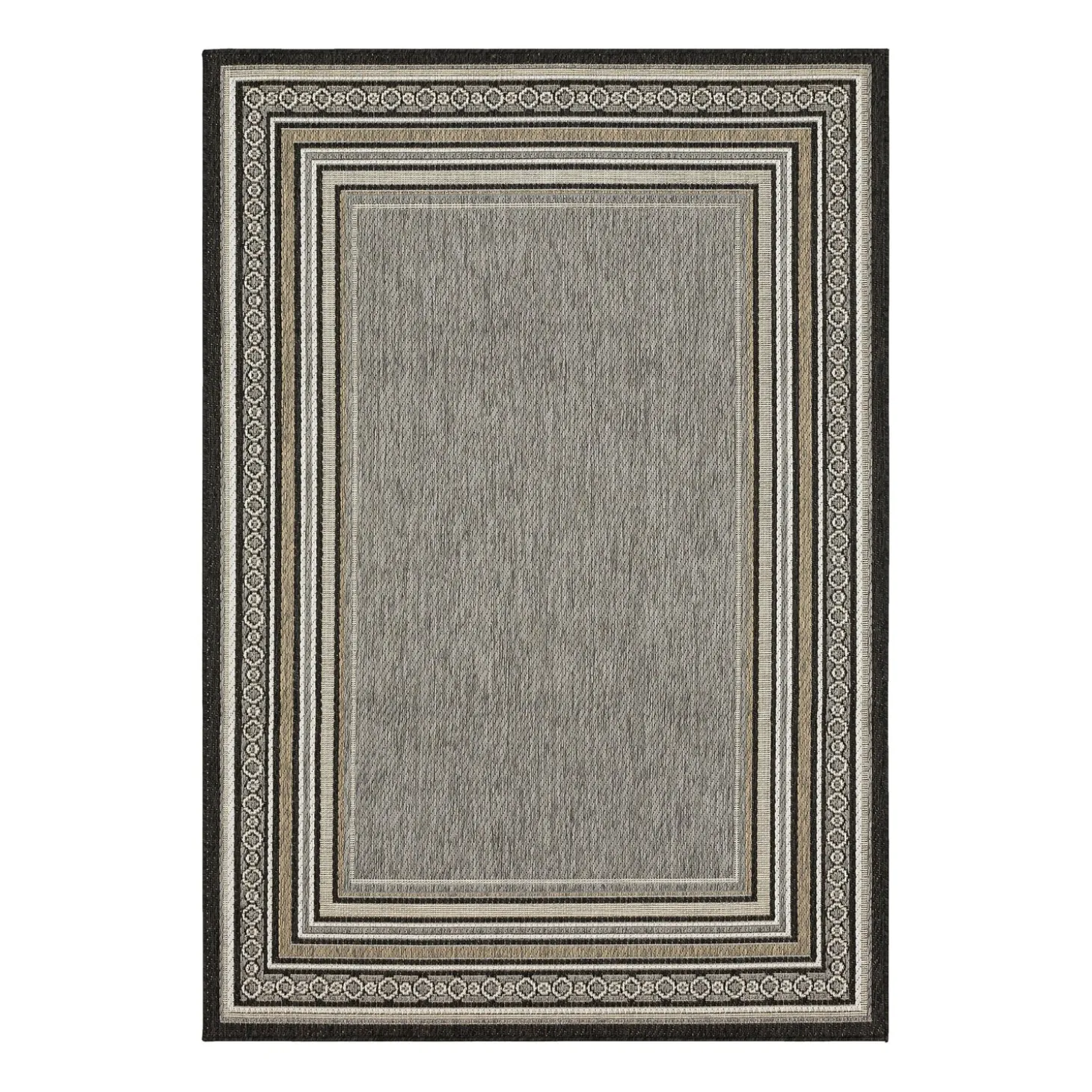Area Rugs>Plow & Hearth Indoor/Outdoor La Grange Border Polypropylene Rug, 2'5" x 6' Runner Green